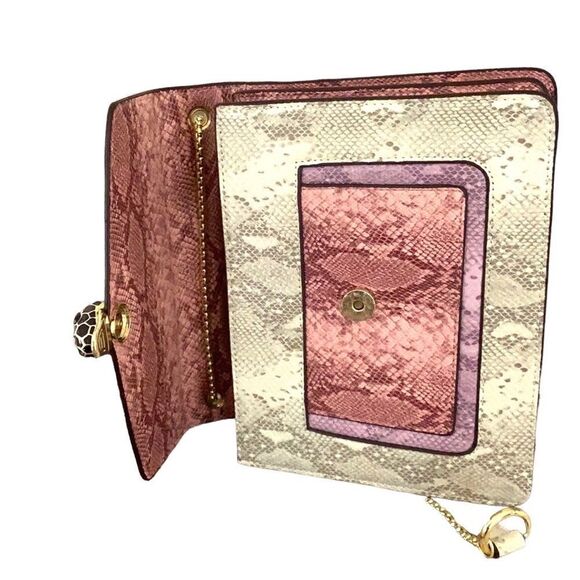 CHRISBELLA NWT CROSSBODY SATCHEL HANDBAG Pink PURPLE SNAKE Leather - Picture 10 of 10